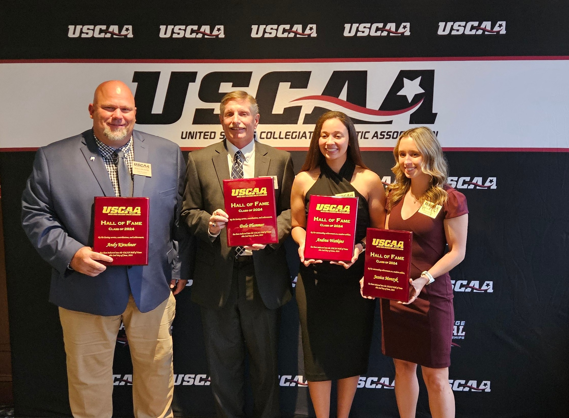 Williamson College of the Trades Director of Athletics Dale Plummer (second from left) was recently inducted into the United States Collegiate Athletic Association's National Hall of Fame in a ceremony in Pittsburgh, PA