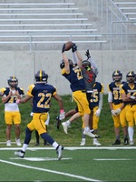 Cooper Conroy (#21) and Kelly Battis (#22) each intercepted a pass in Williamson's 26-10 loss on Saturday