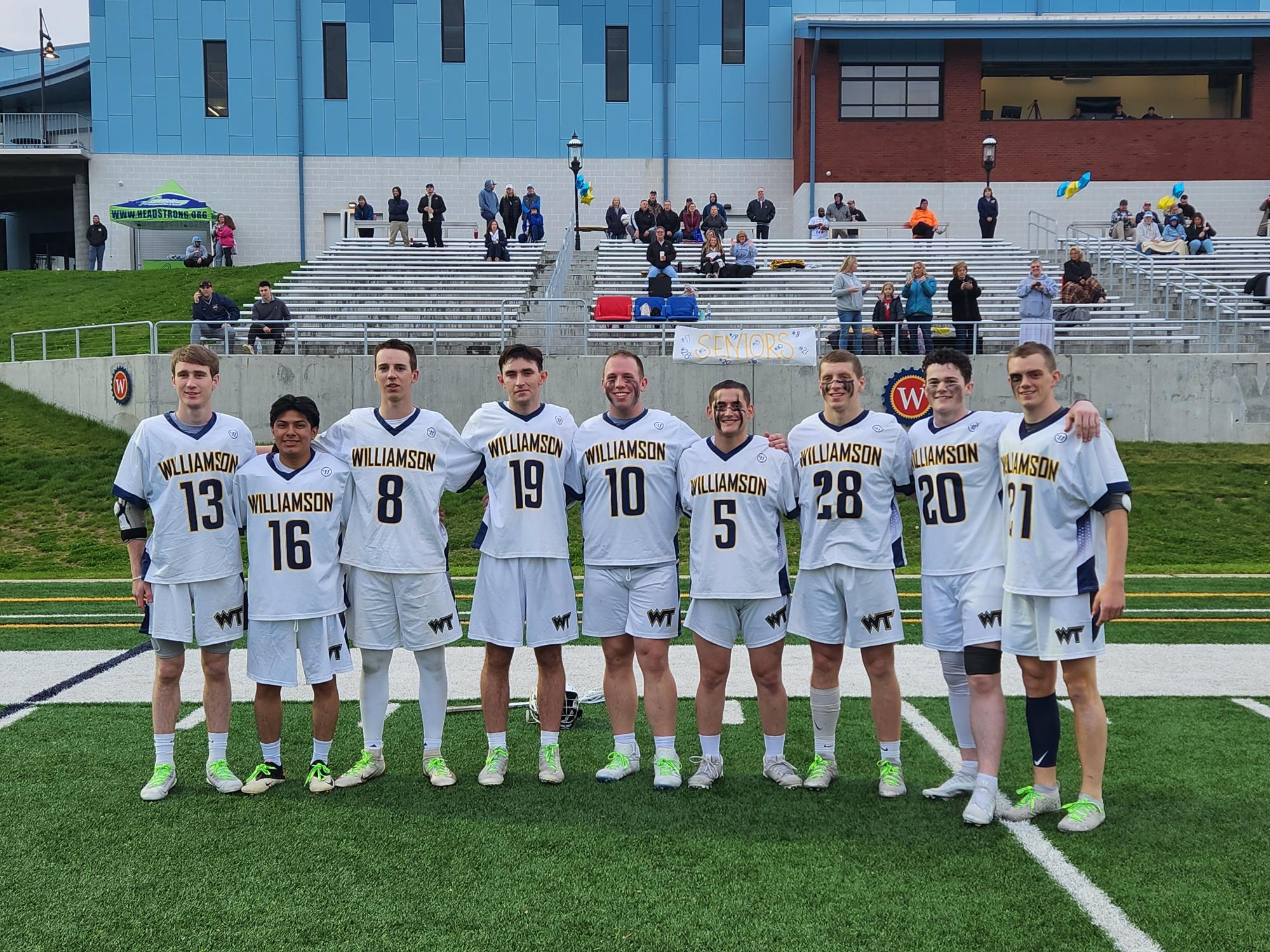 Williamson honored their 10 seniors and their families prior to the start of Fridays. NCLL play-off loss to TCNJ