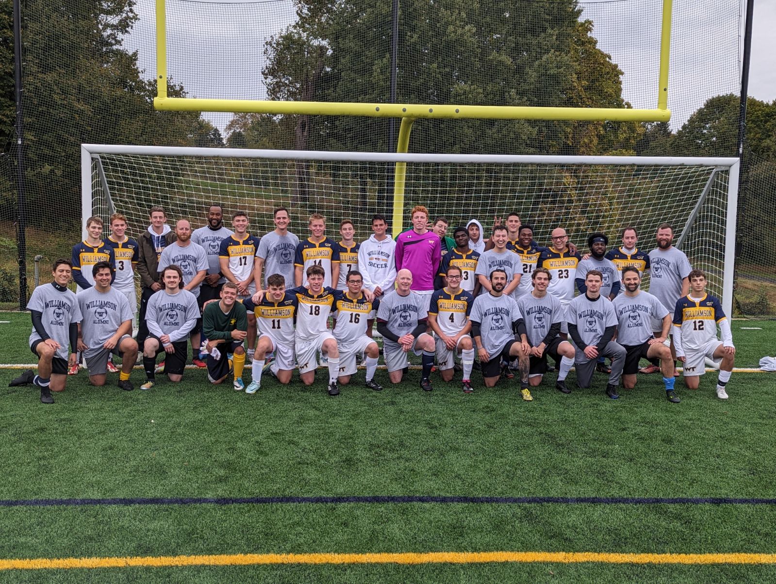 Despite the weather, a great time was had by all at the annual Alumni soccer game.